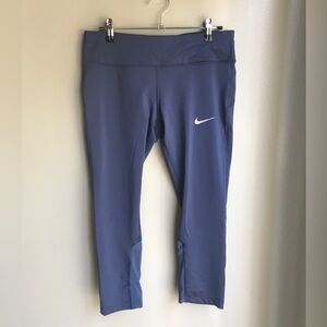 Nike Womens Dri-Fit Cropped Activewear Leggings Blue Running Size: M